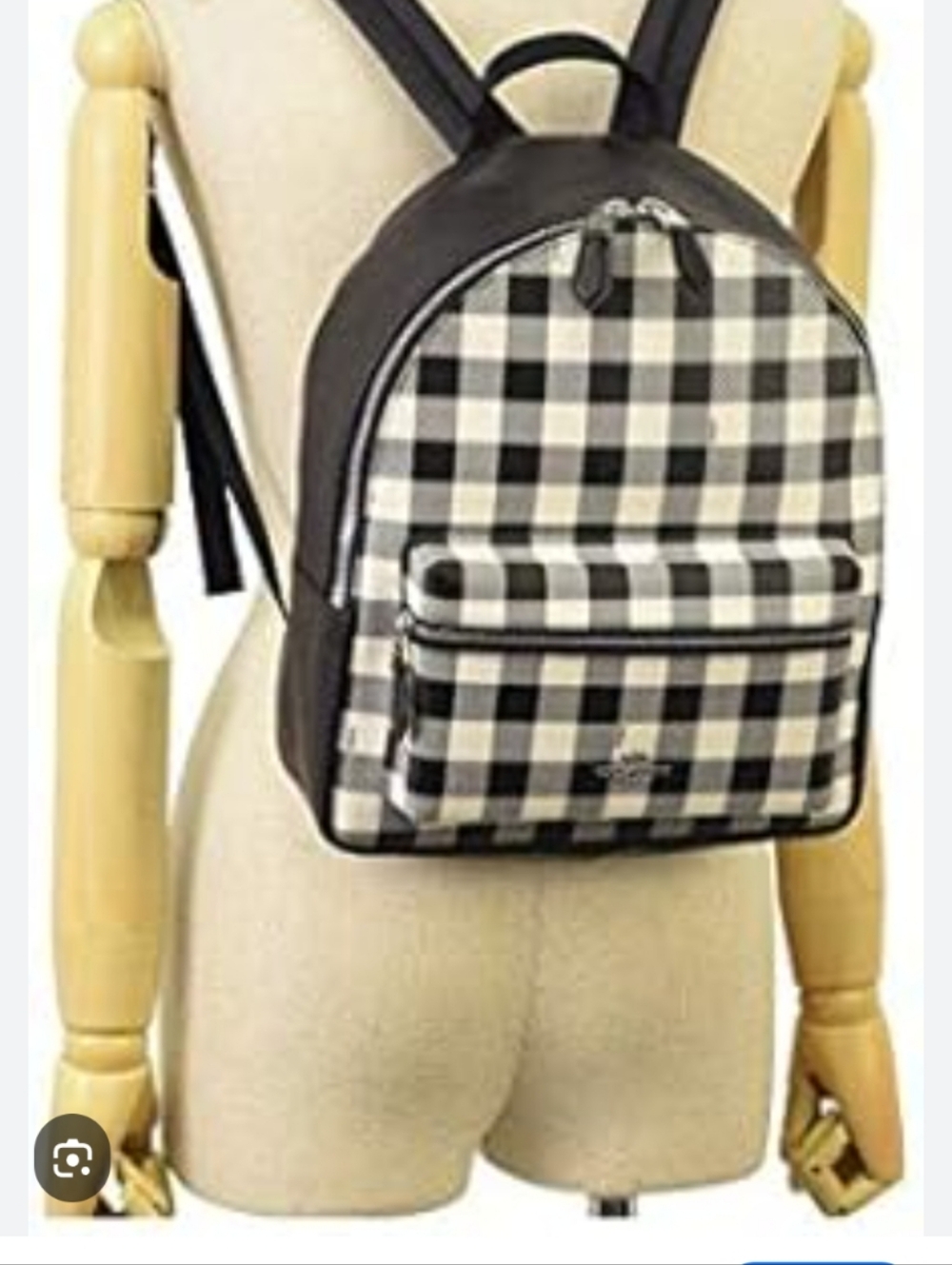 Coach CHARLIE GINGHAM PRINT BLACK/SILVER Backpack & Lg Continental Wallet - Picture 13 of 13